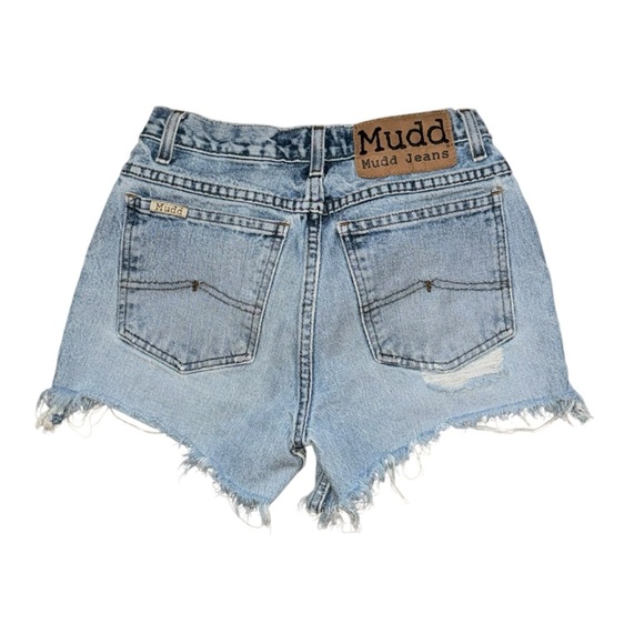 TRUE Y2K MUDD Cut off RAW hem short shorts Distressed light wash Denim Size 3 or - Picture 11 of 11